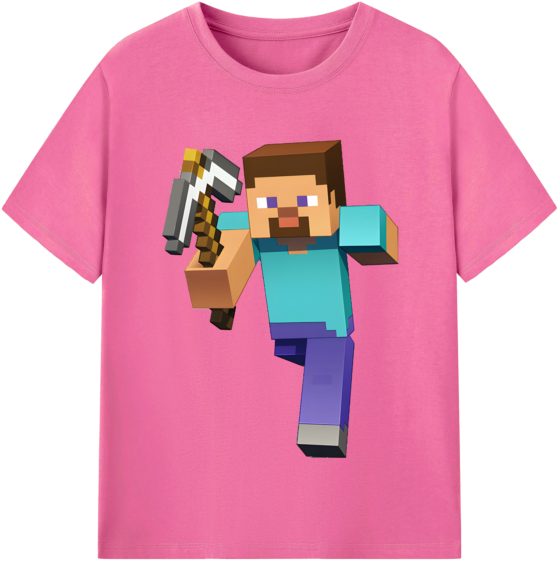 （画像用） マインクラフト ブロックの世界 Minecraft MC Block world レディースカジュアルプリントTシャツ（綿100％）